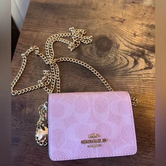 Coach Mini Wallet On A Chain in Light Pink with Gold Hardware - Picture 2 of 4